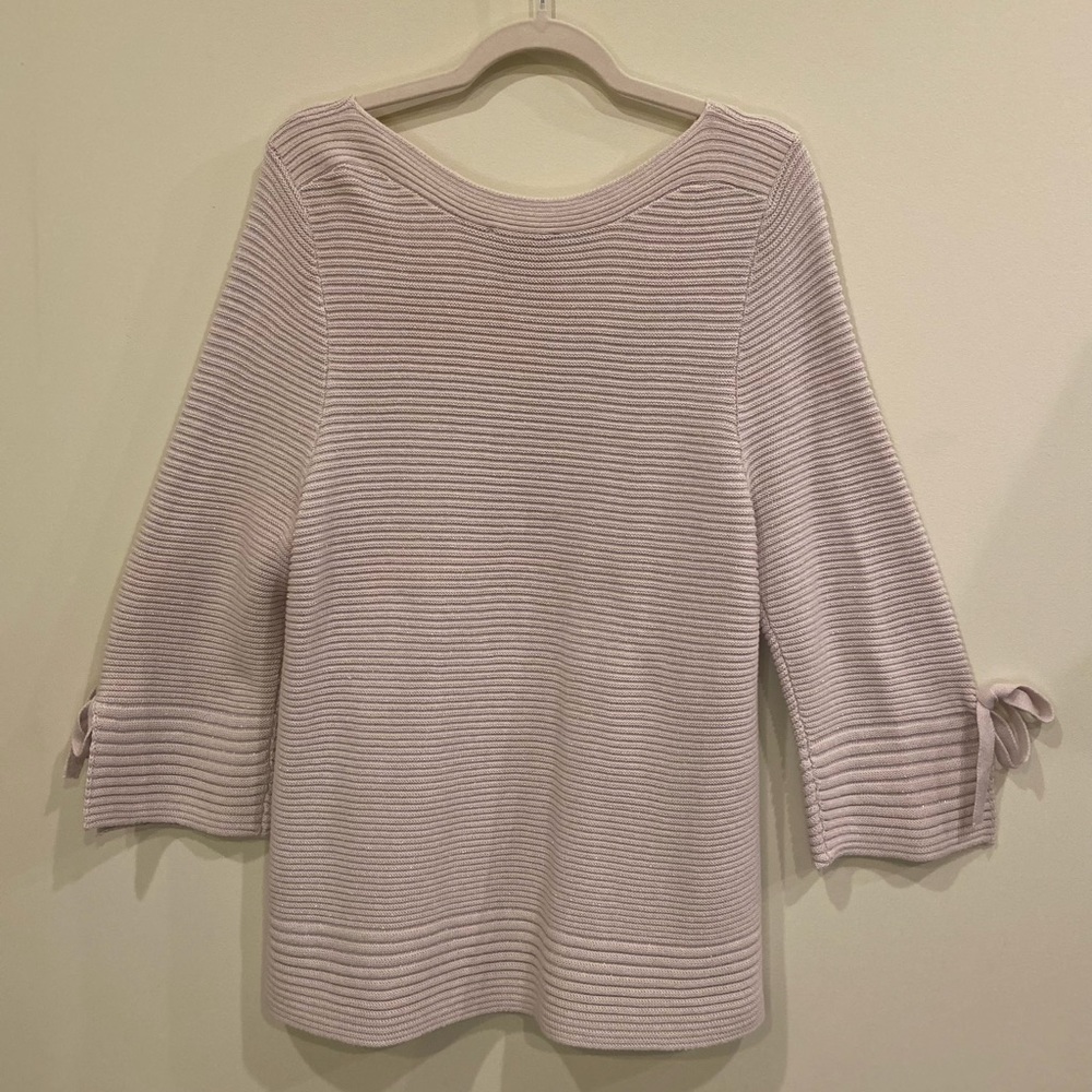 Laura Beige Ribbed Tunic with Silver Thread. - Picture 2 of 7